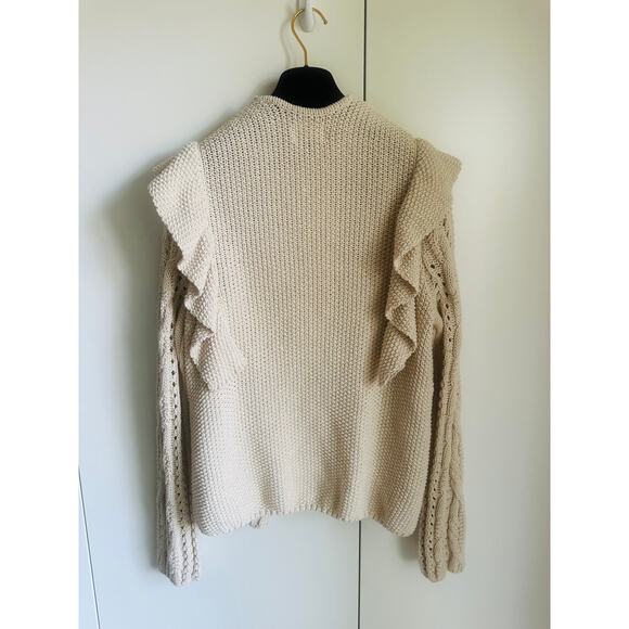 Womens Cotton Cardigan Sweaters Size Medium Ruffle Boho Cottagecore Fall Vibes - Picture 6 of 11